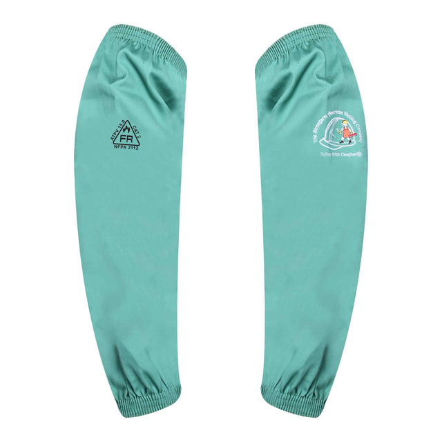 Green FR welding sleeves 18 inch flame-resistant cotton - front view