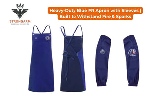 Heavy-Duty Blue FR Apron with Sleeves | Built to Withstand Fire & Sparks