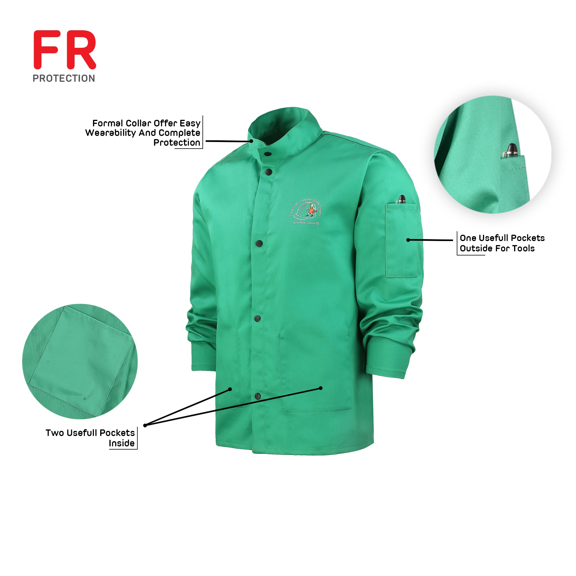 FR Welding Jacket Green Arc-01 Work Coat 30