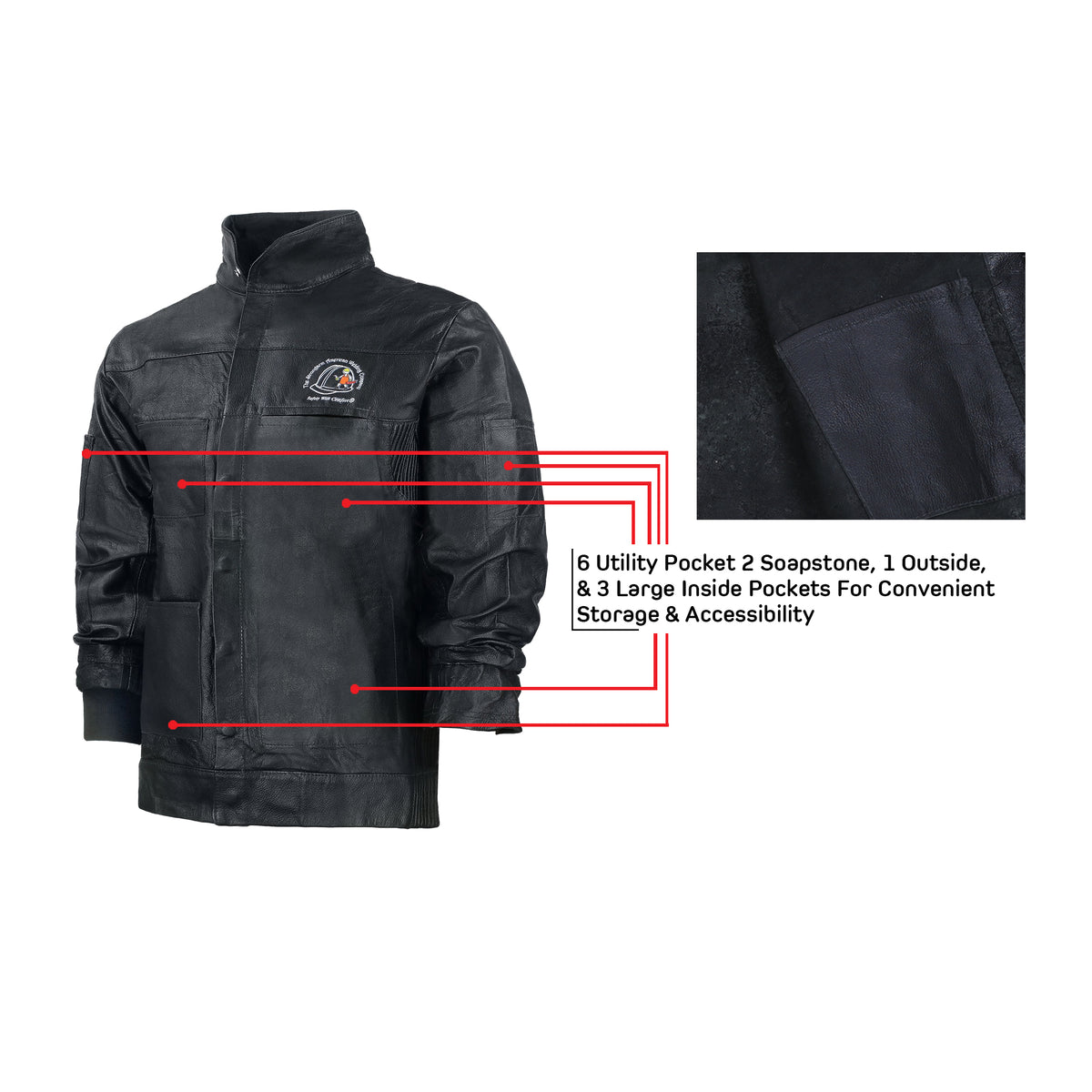 Black Leather Welding Jacket - Back View - 30 Inch Length Full Coverage Protection