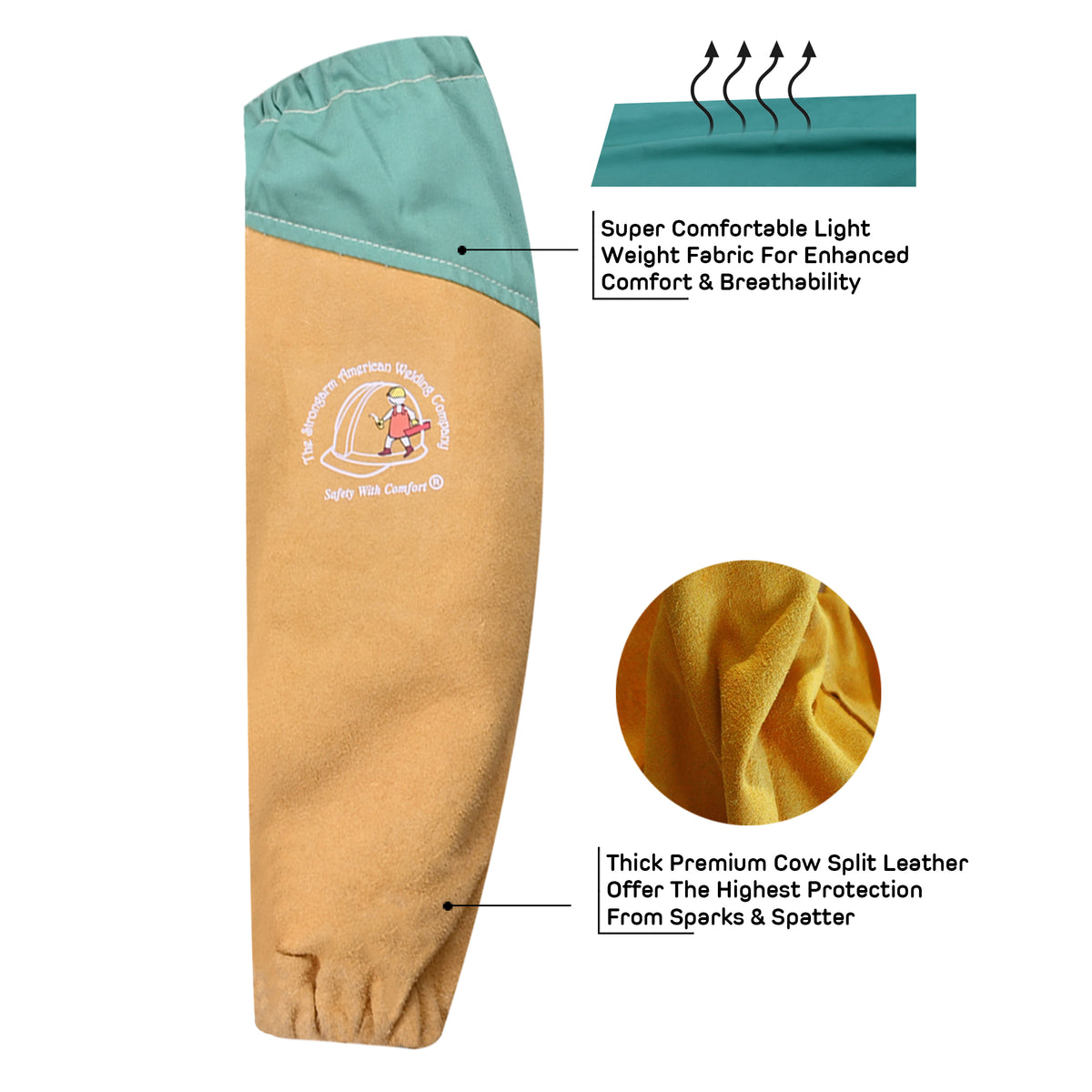 Premium leather FR welding sleeves 18 inch