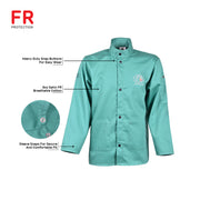 Strongarm Welding Jacket Green Arc-Rated Work Jacket with 9oz FR Cotton Satin and Buttoned Sleeves 30" Men & Women