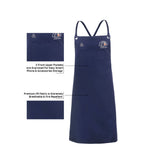 Flame resistant blue welding apron showing lightweight 9 oz FR cotton fabric construction