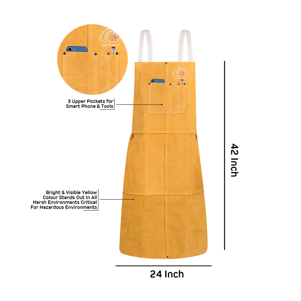 Leather welding apron adjustable cross-back straps with buckle