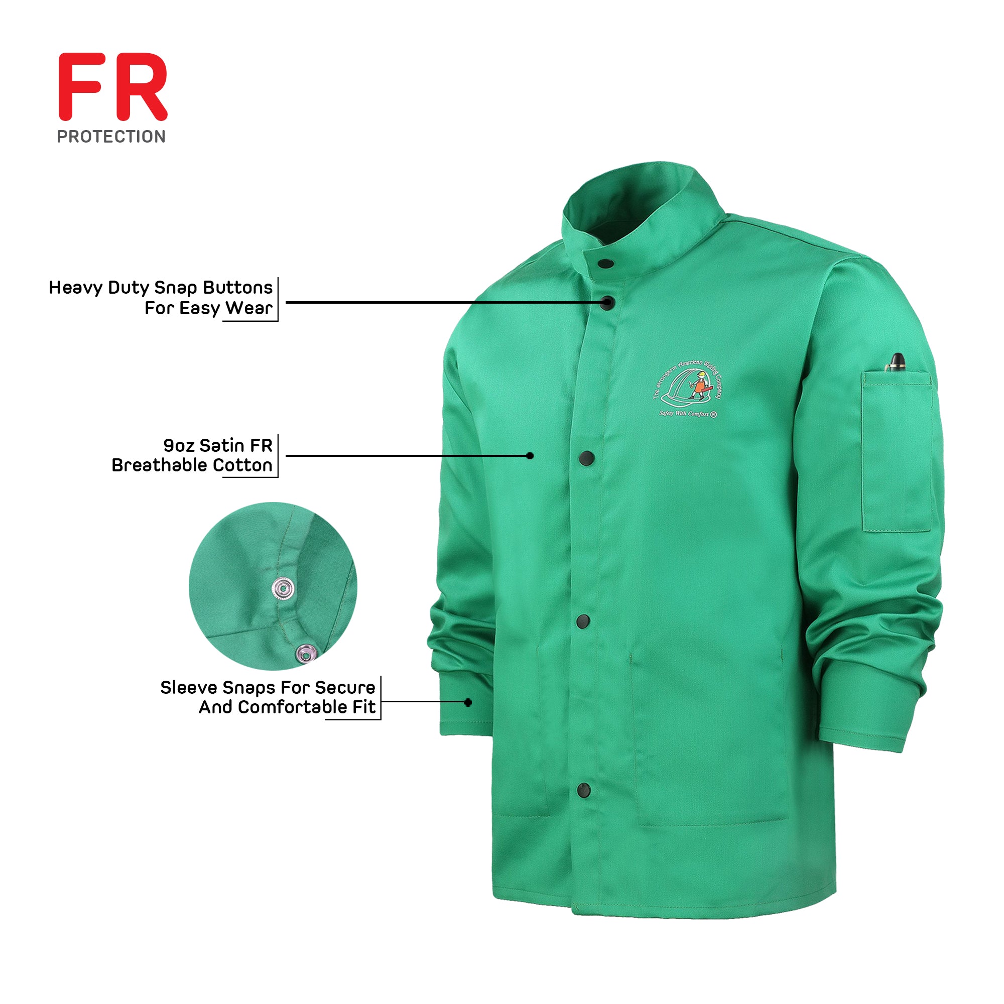 FR Welding Jacket Green Arc-01 Work Coat 30