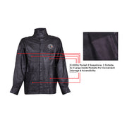 Strongarm Premium Leather Welding Jacket - Black FR Heavy Duty Cow Grain Leather Welders Work Jacket for Men & Women
