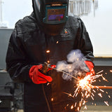 Black Welding Jacket - Interior Satin Lining and Corduroy Collar Comfort Features