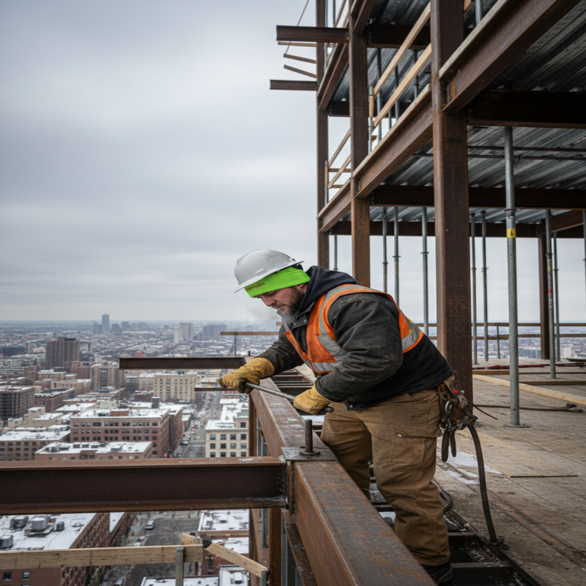Strongarm ForgeFlare™ High Visibility Green Cuffed Beani