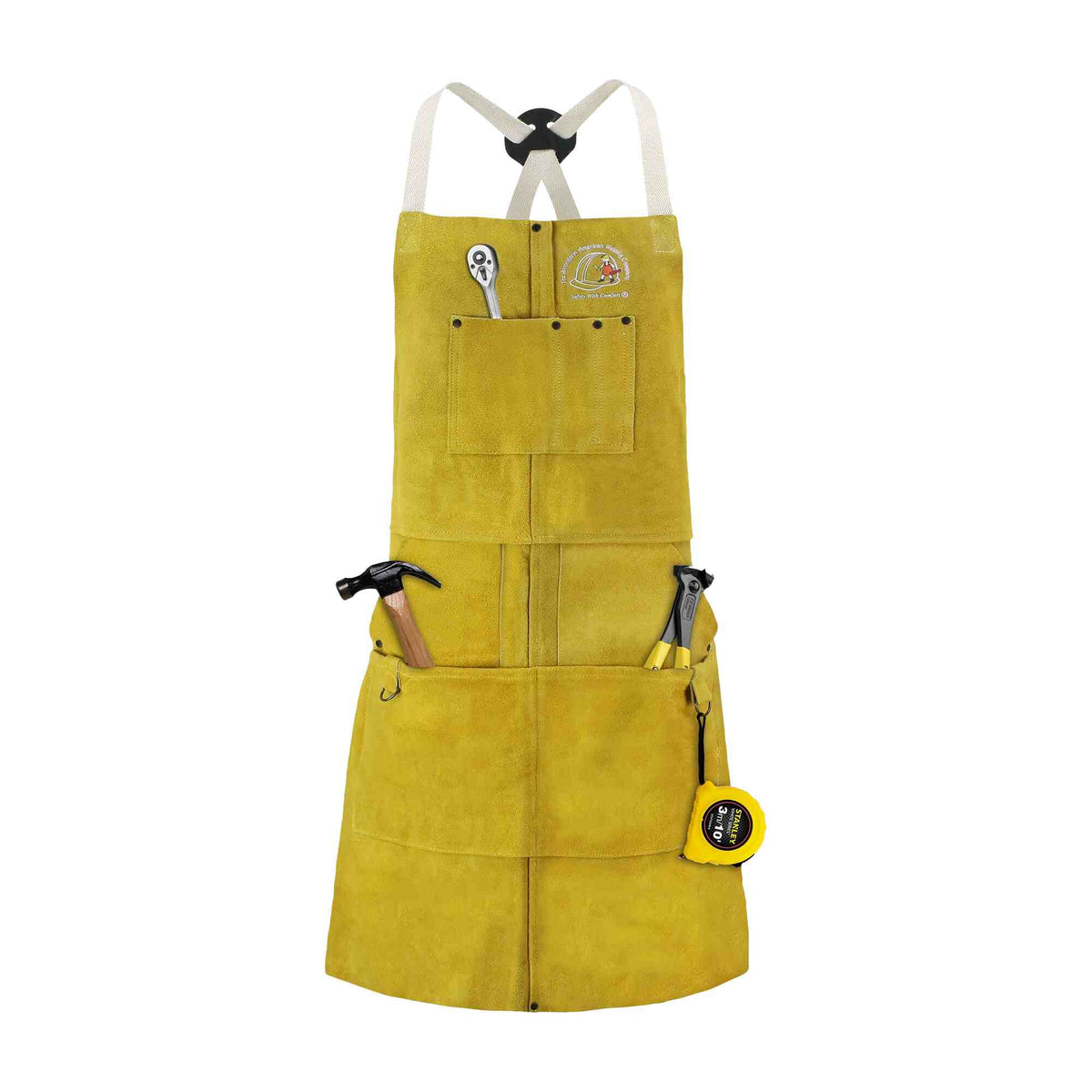 Professional Leather Welding Apron 7-Pocket - Front View - 24x36 Full Coverage