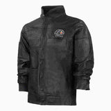 Premium Black Leather Welding Jacket - Front View - FR Cow Grain Leather with Snap Buttons