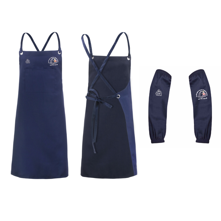 Blue FR Protection Set - BF-1 welding apron 36 inch and FR sleeves 18 inch bundle