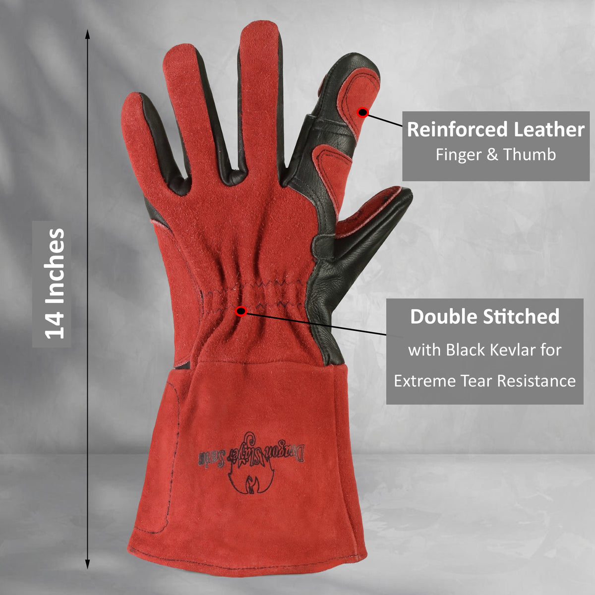 Free-Finger design MIG/TIG gloves with soft side resting patches