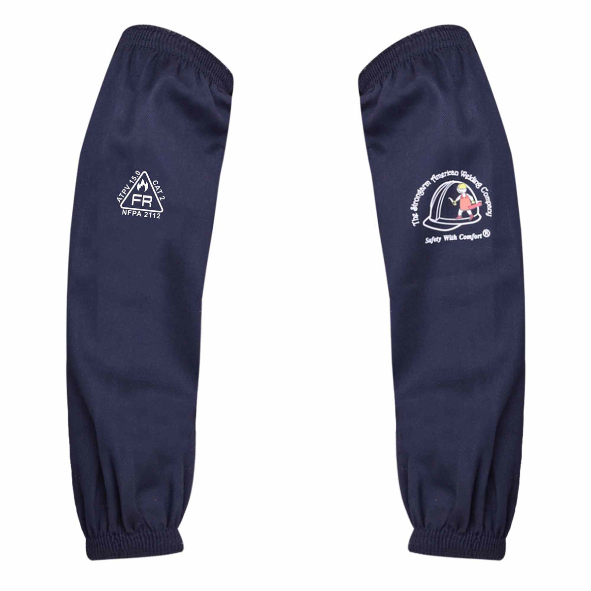 Blue FR Welding Sleeves 18 Inch - Front View - Flame Resistant Cotton Arm Protection
