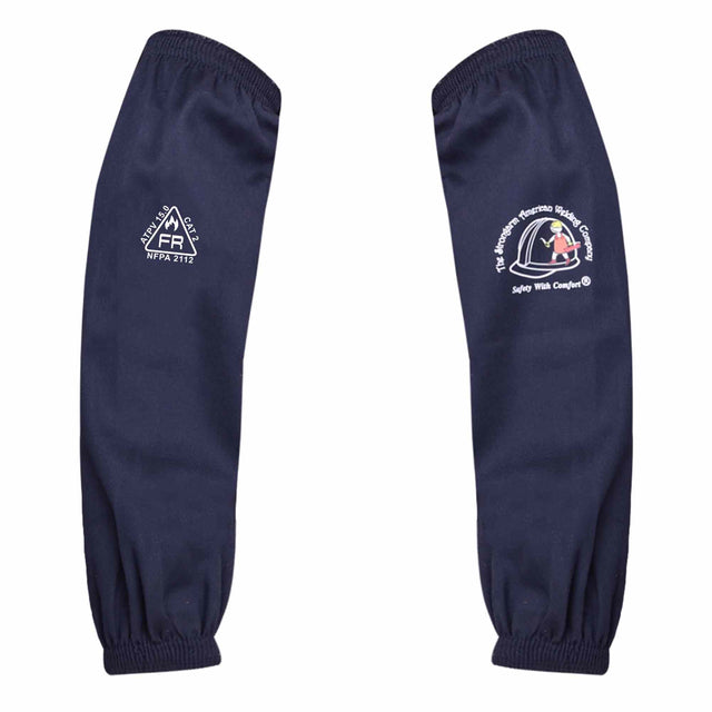 Blue FR Welding Sleeves 18 Inch - Front View - Flame Resistant Cotton Arm Protection