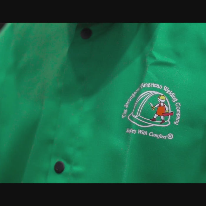 Strongarm green FR welding jacket with flame-resistant protection for welders and fabricators