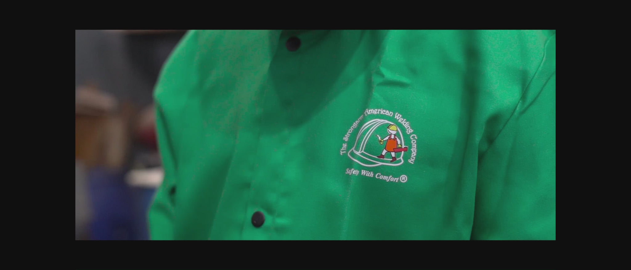 Strongarm green FR welding jacket with flame-resistant protection for welders and fabricators